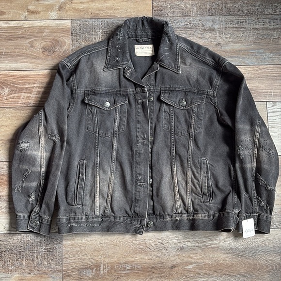 NWT Free People We The Free Jolene Trucker Jacket Black Medium - Picture 4 of 12